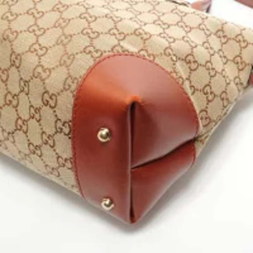 Gucci GG Canvas Glitter Heart Charm Tote Bag Brown - Picture 5 of 11